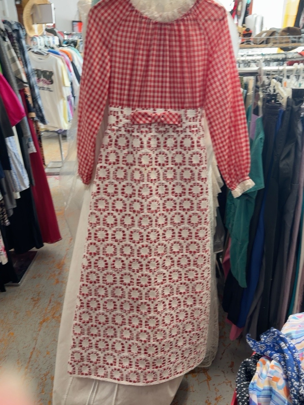 Red Gingham and Lace Maxi Skirt Set